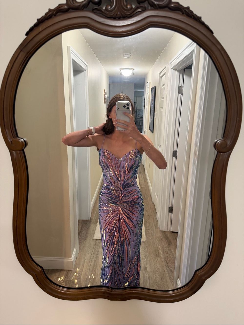 Jovani Prom Dress  08481 Iridescent Purple Spaghetti Strap Dress - Picture 10 of 16